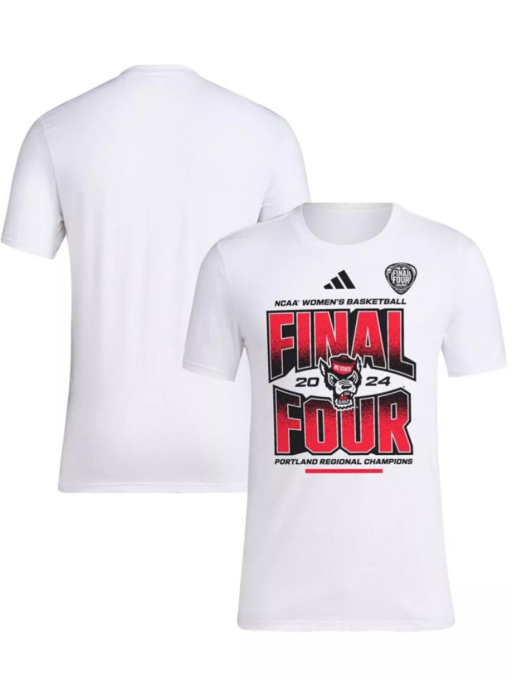 Adidas  Tee Shirt NC State Wolfpack Women Medium White 2024 Final Four Champions